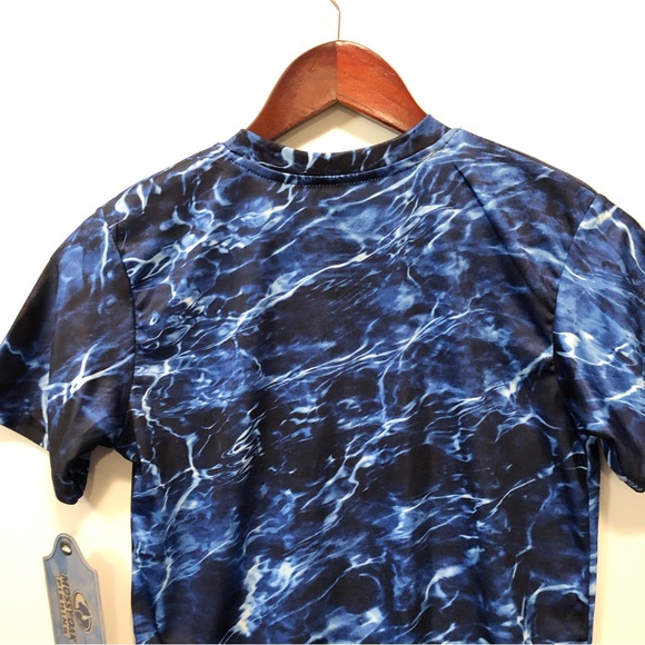 Mossy Oak Fishing Short Sleeve Rash Guard Blues Youth 10-12 New - Picture 11 of 16